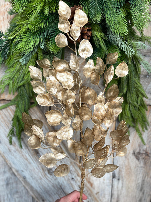 32" Gold Birch Spray, Gold Copper Christmas Spray, Christmas Tree Spray