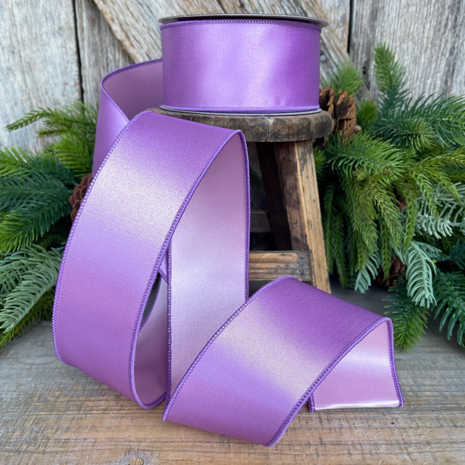 2.5" Lavender Pink Satin Ribbon, Farrisilk Ribbon, Christmas Ribbon