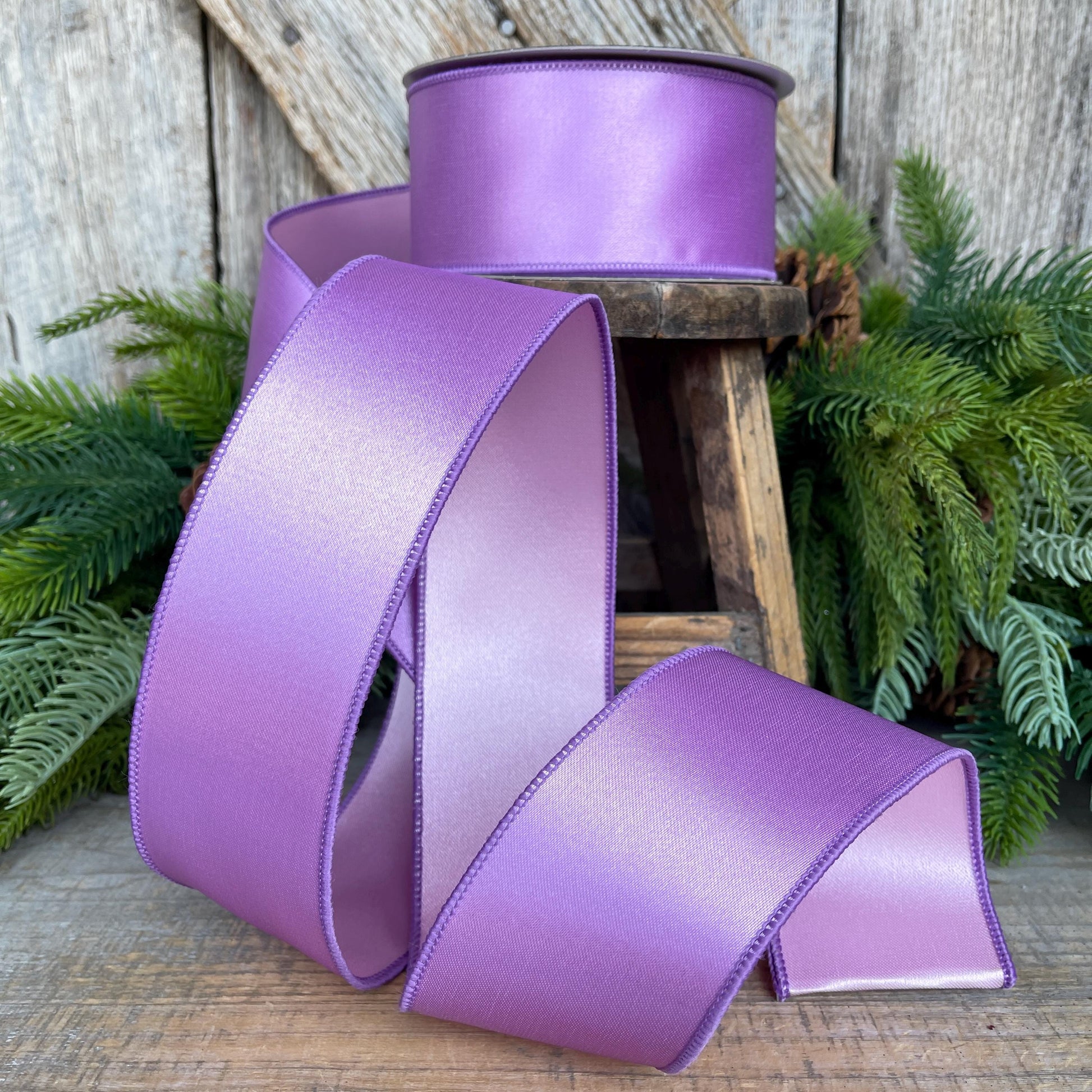 2.5" Lavender Pink Satin Ribbon, Farrisilk Ribbon, Christmas Ribbon
