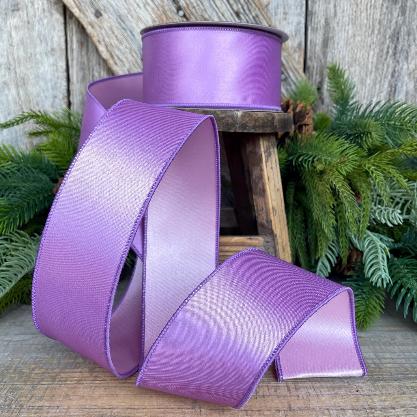 2.5" Lavender Pink Satin Ribbon, Farrisilk Ribbon, Christmas Ribbon