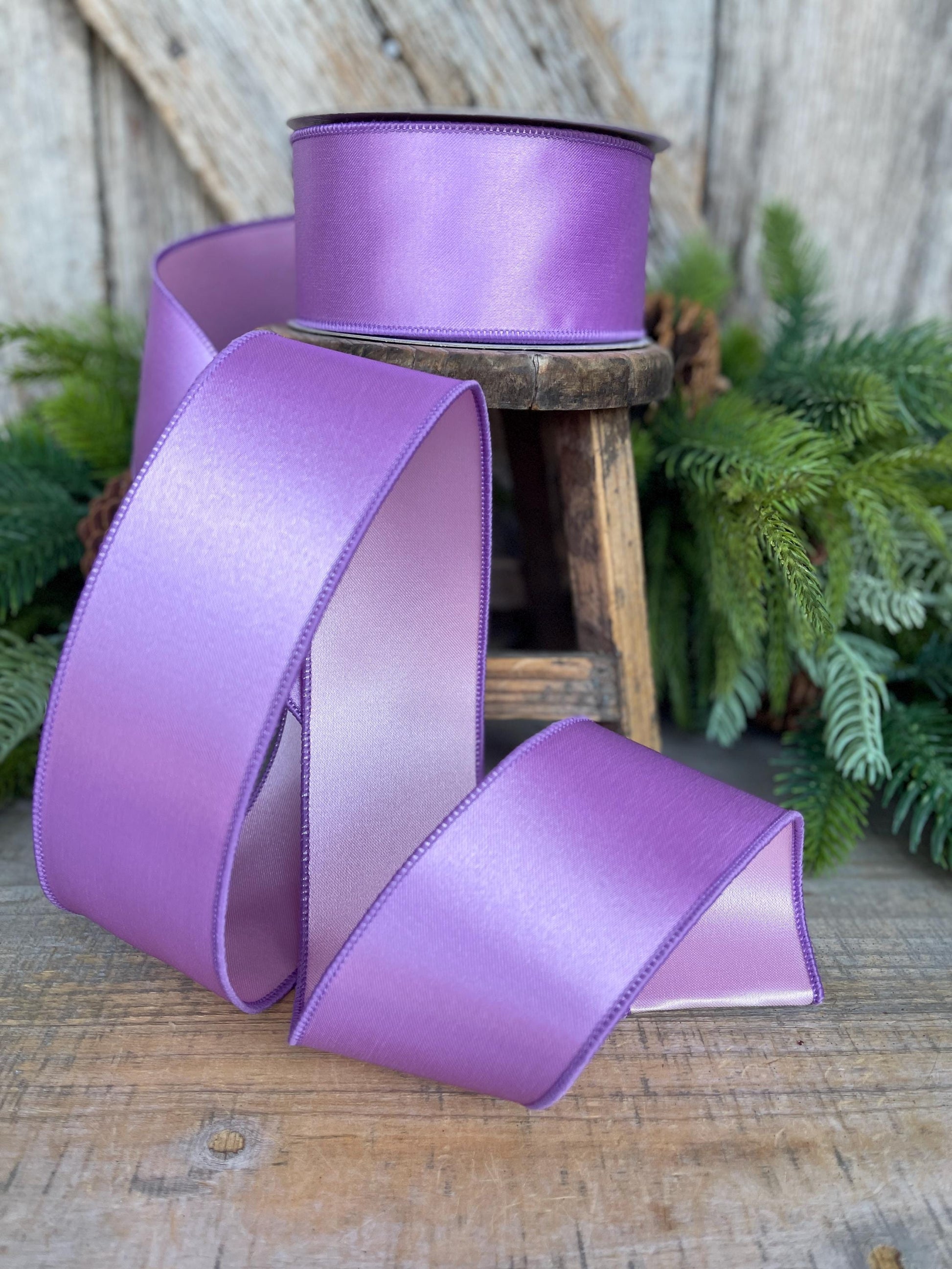 2.5" Lavender Pink Satin Ribbon, Farrisilk Ribbon, Christmas Ribbon