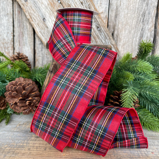 2.5" Traditional CHristmas Plaid, RIbbon for Treee, Red Christmas Plaid Ribbon