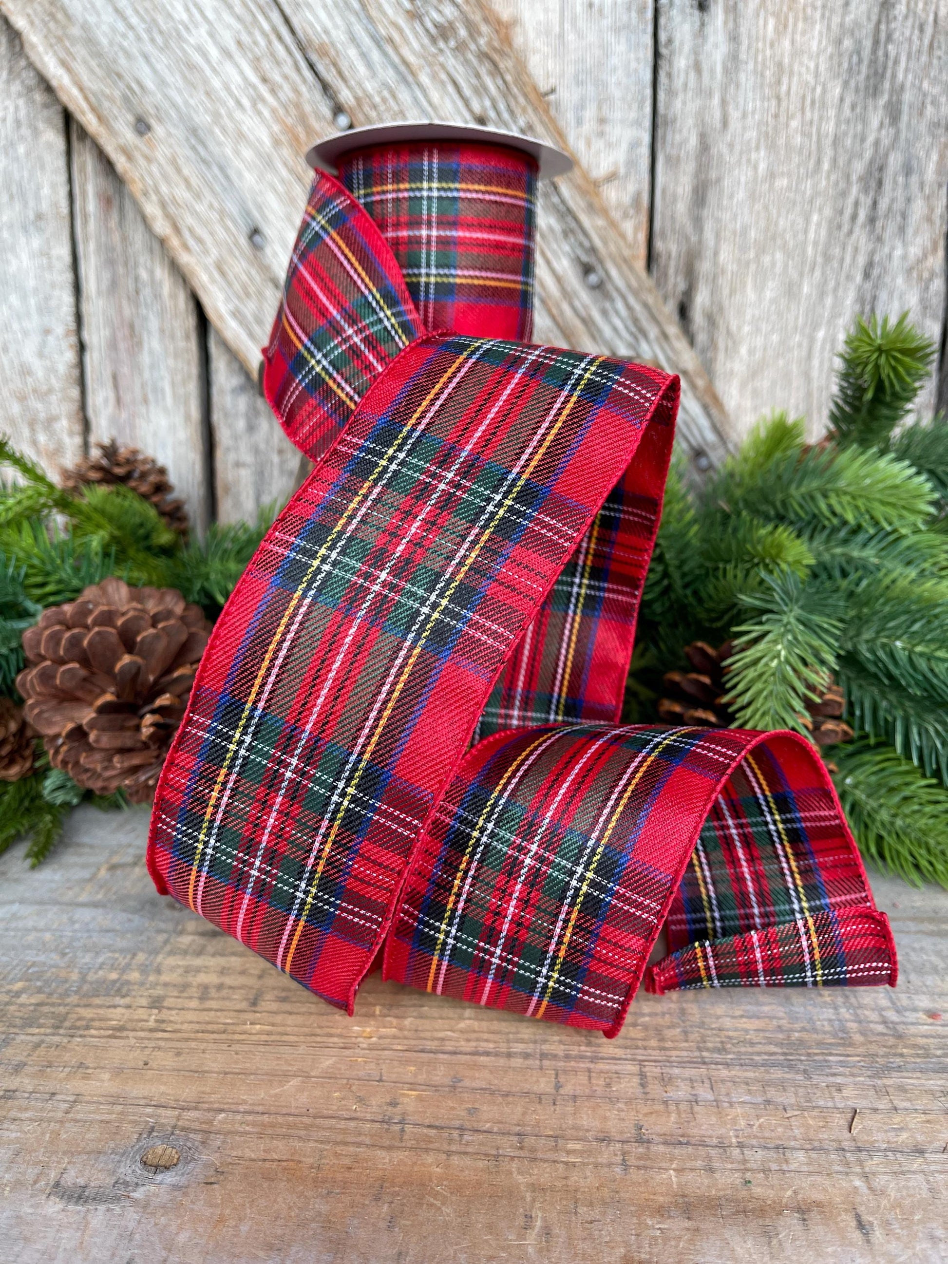 2.5" Traditional CHristmas Plaid, RIbbon for Treee, Red Christmas Plaid Ribbon