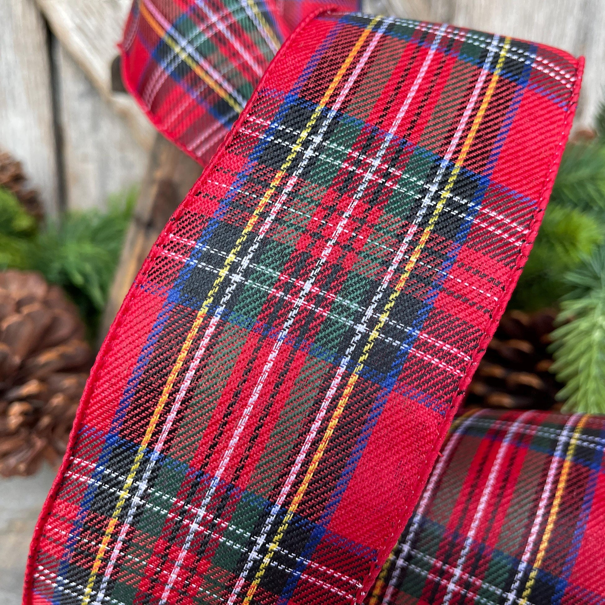 2.5" Traditional CHristmas Plaid, RIbbon for Treee, Red Christmas Plaid Ribbon