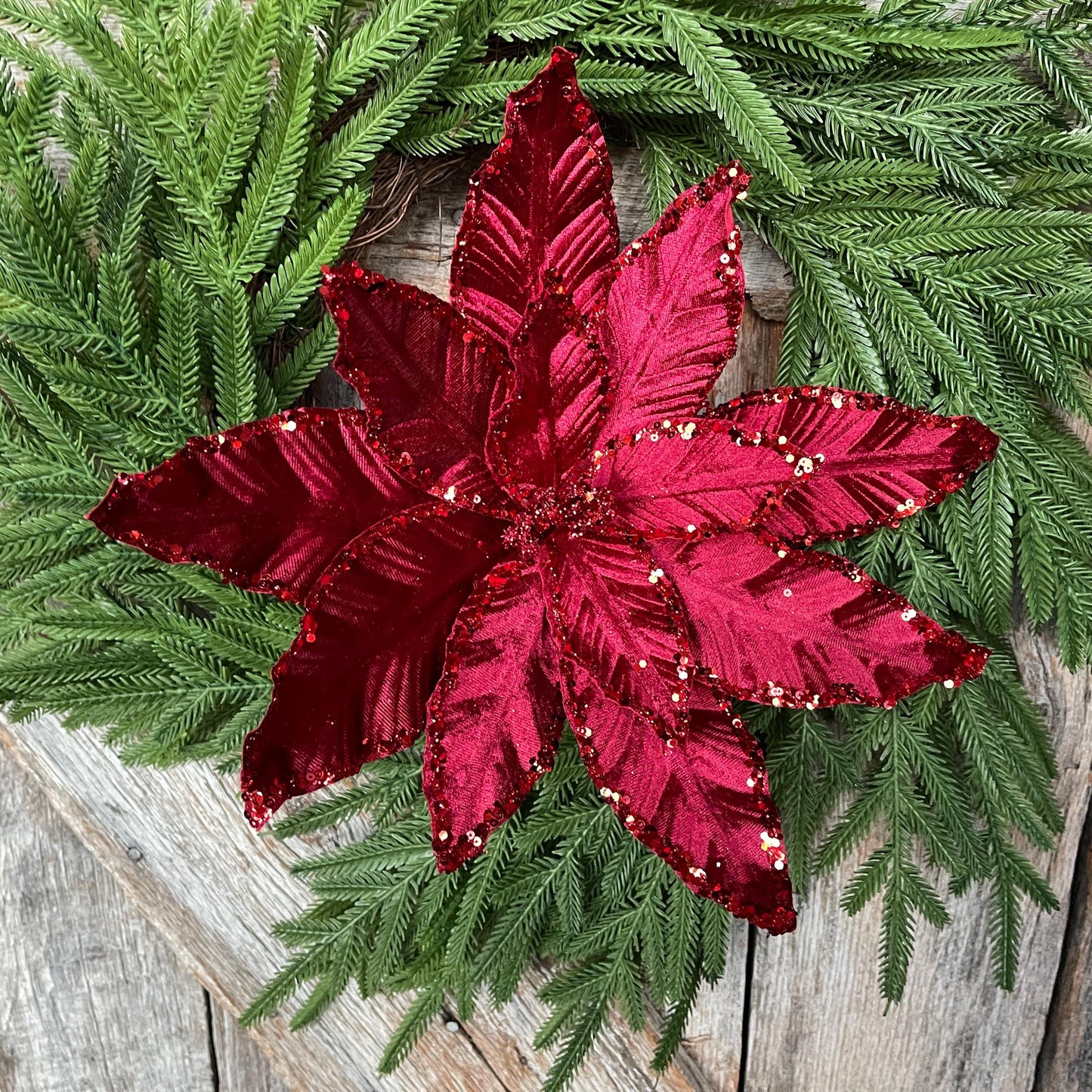 Burgundy Velvet Poinsettia - Christmas Tree Floral Decor