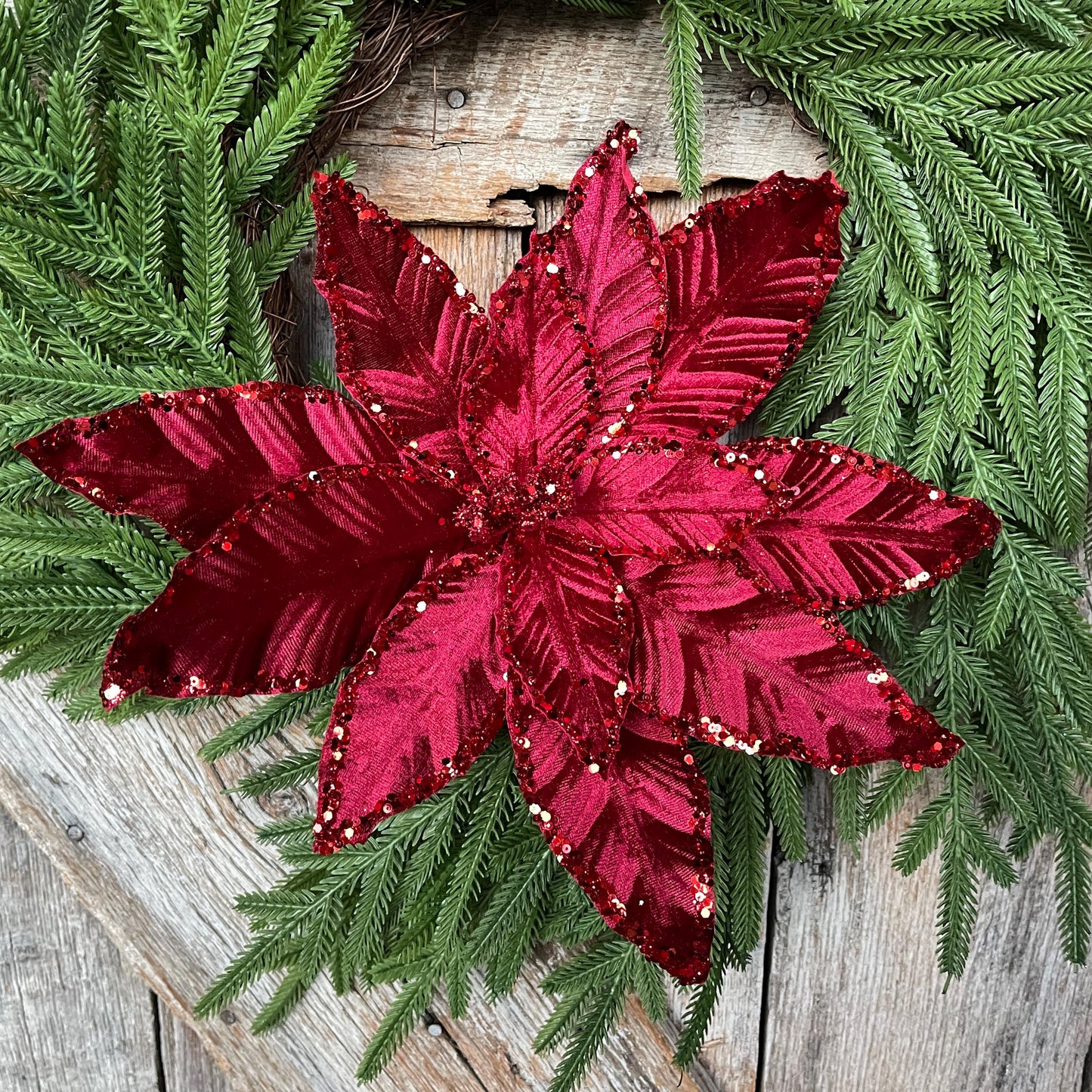 Burgundy Velvet Poinsettia - Christmas Tree Floral Decor