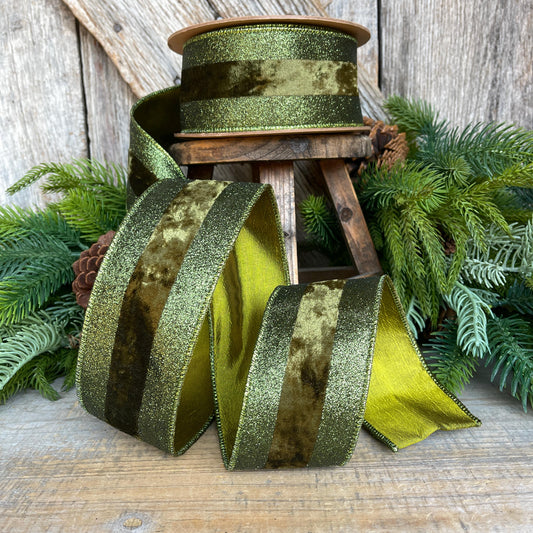 Forest Green Velvet Ribbon, Dark Moss Green Christmas Ribbon, 2.5" x 10yds
