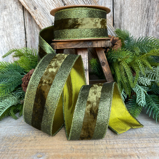Forest Green Velvet Ribbon, Dark Moss Green Christmas Ribbon, 2.5" x 10yds