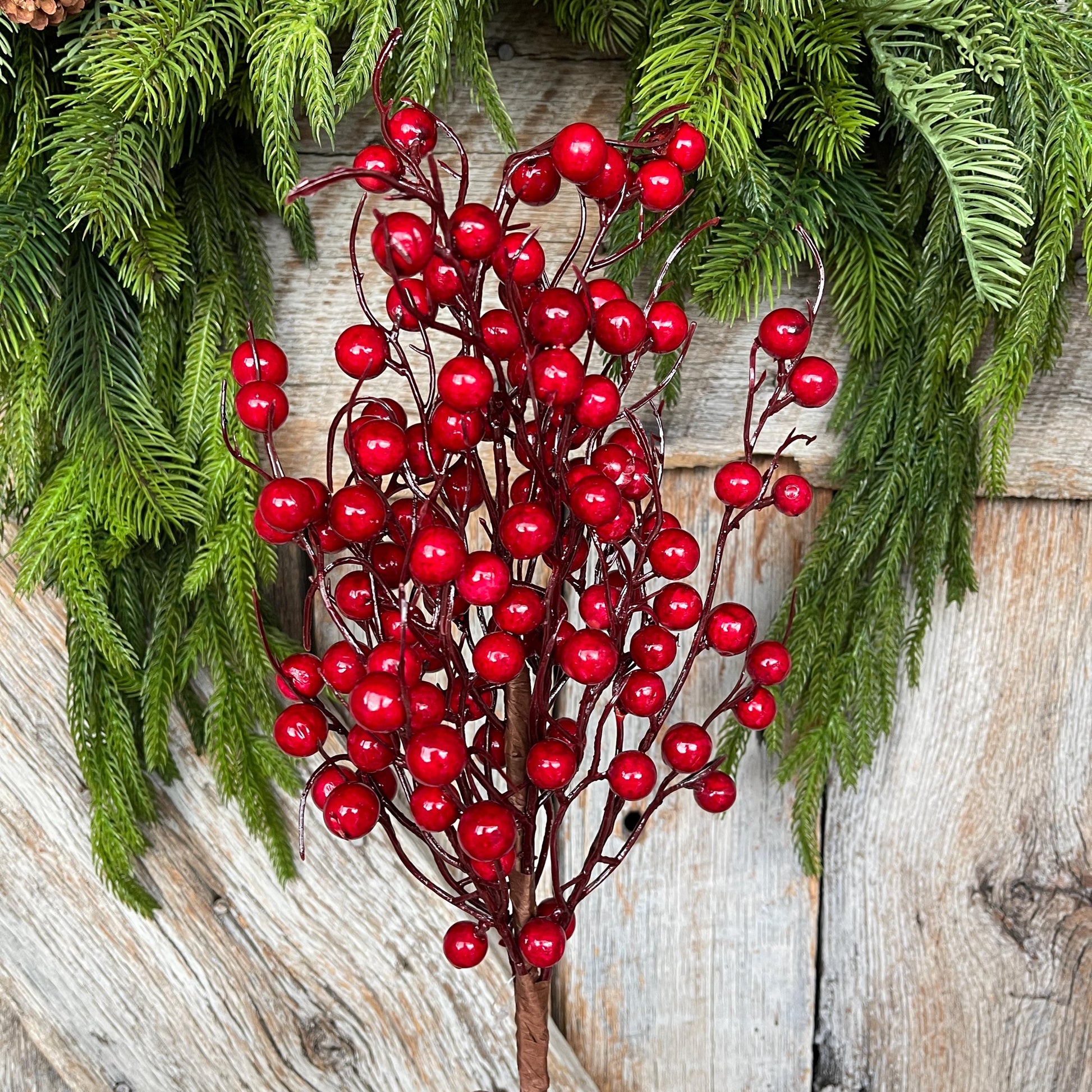 20" Red Berry Bush, Christmas Berries Stem, Christmas Tree Berries
