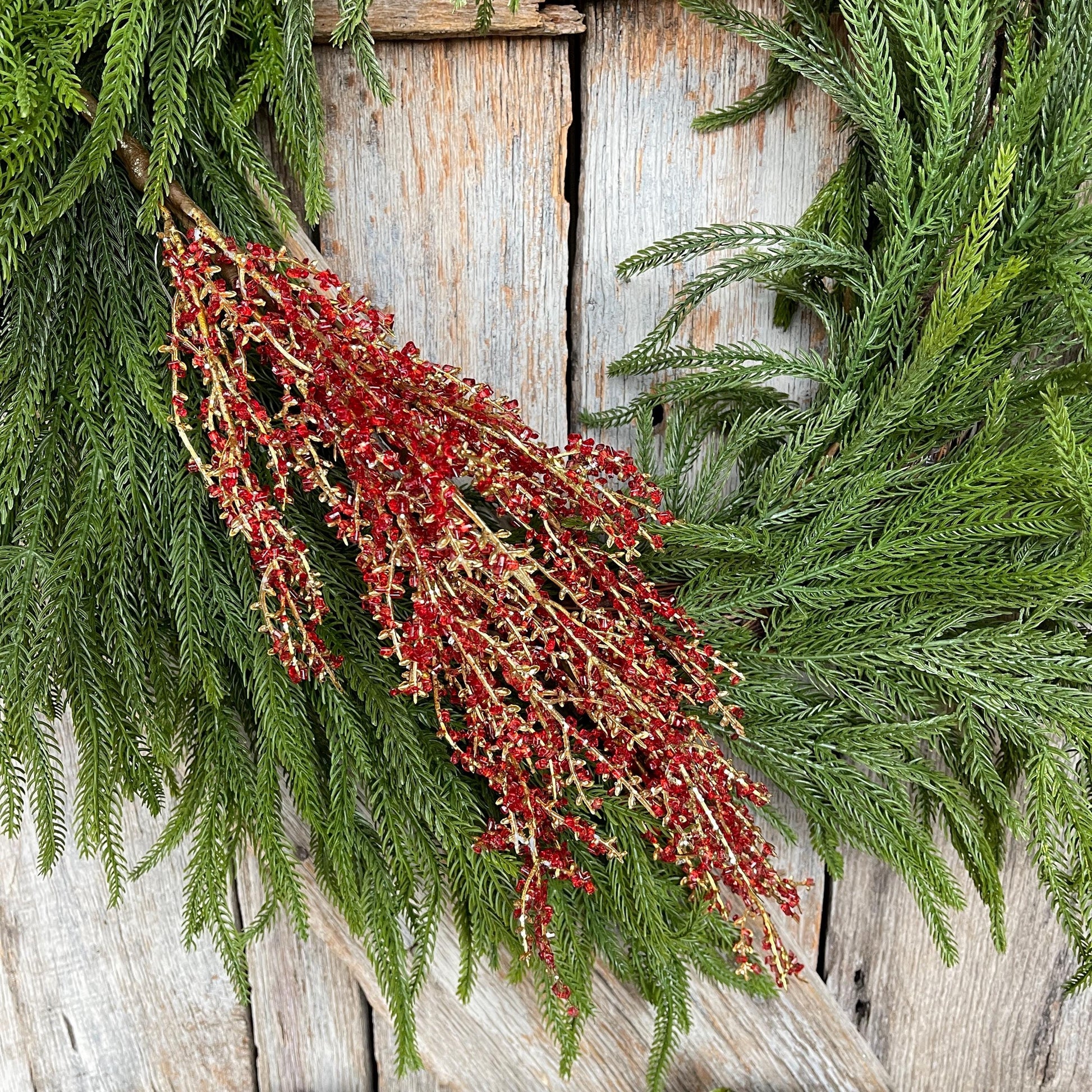 Red Iced Twig Spray, Christmas Spray for Tree, REd Jeweled Twig Floral Spray