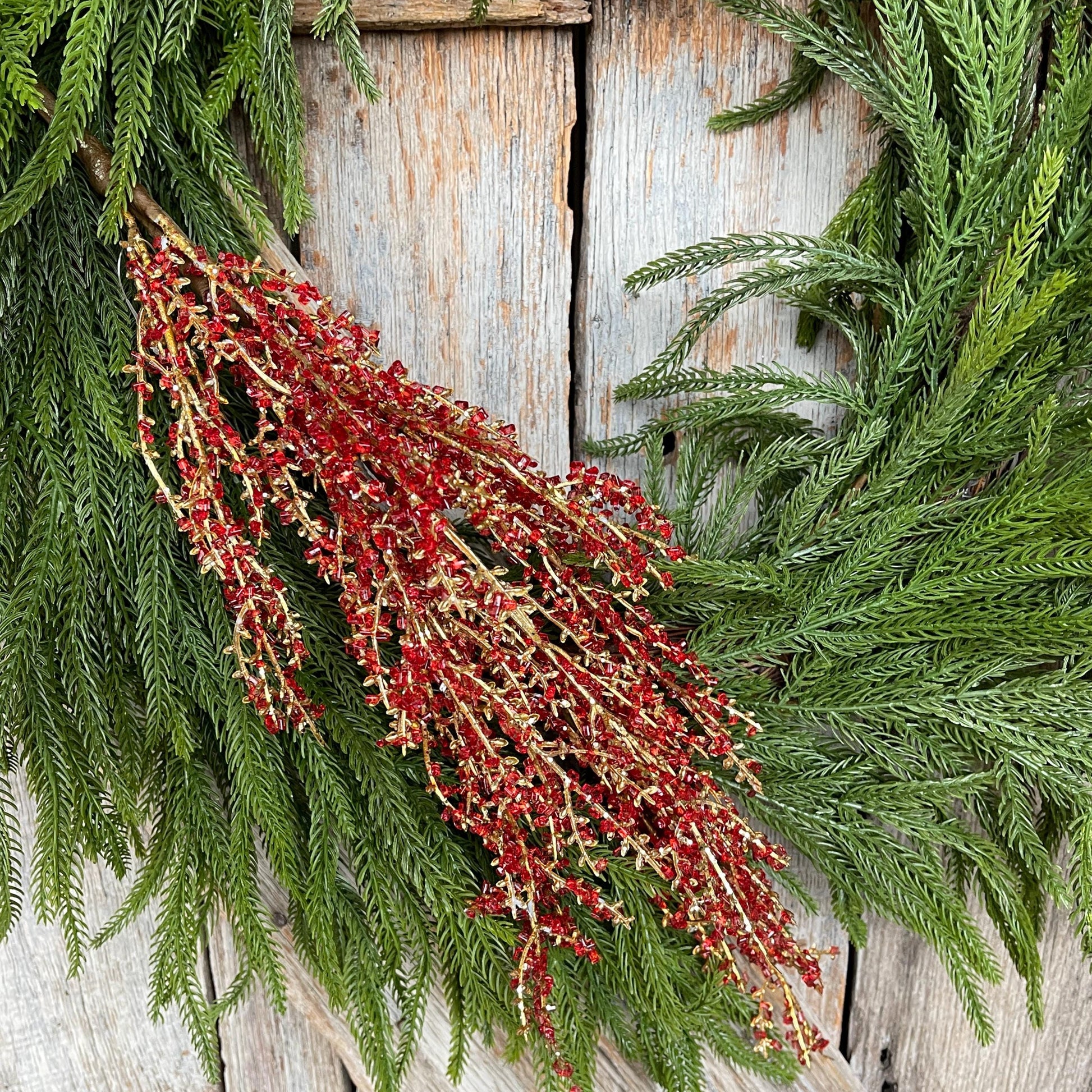 Red Iced Twig Spray, Christmas Spray for Tree, REd Jeweled Twig Floral Spray