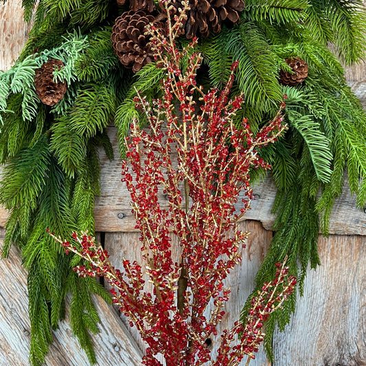 Red Iced Twig Spray, Christmas Spray for Tree, REd Jeweled Twig Floral Spray