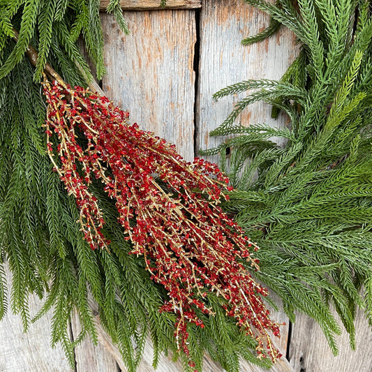 Red Iced Twig Spray, Christmas Spray for Tree, REd Jeweled Twig Floral Spray