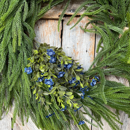 16" Blue Floral Bush, Blue Flower Bush, Fall Floral