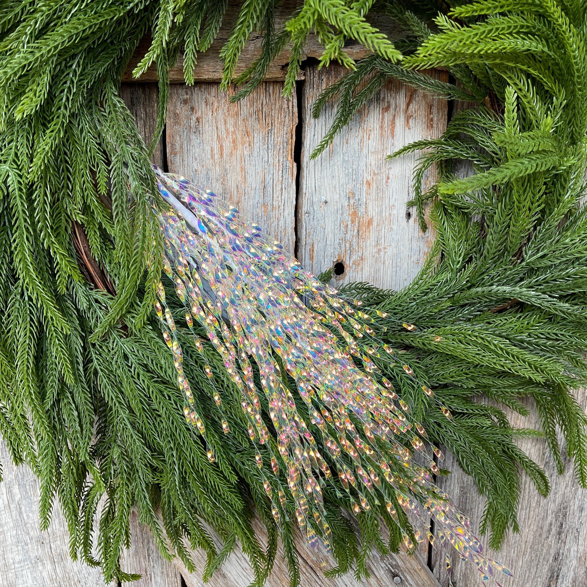 28" White Iridescent Twist Spray, Christmas Tree Topper Spray