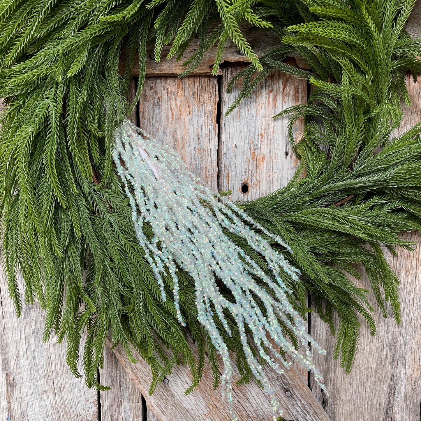 33" White Iridescent Twig Spray, Christmas Tree Topper Spray