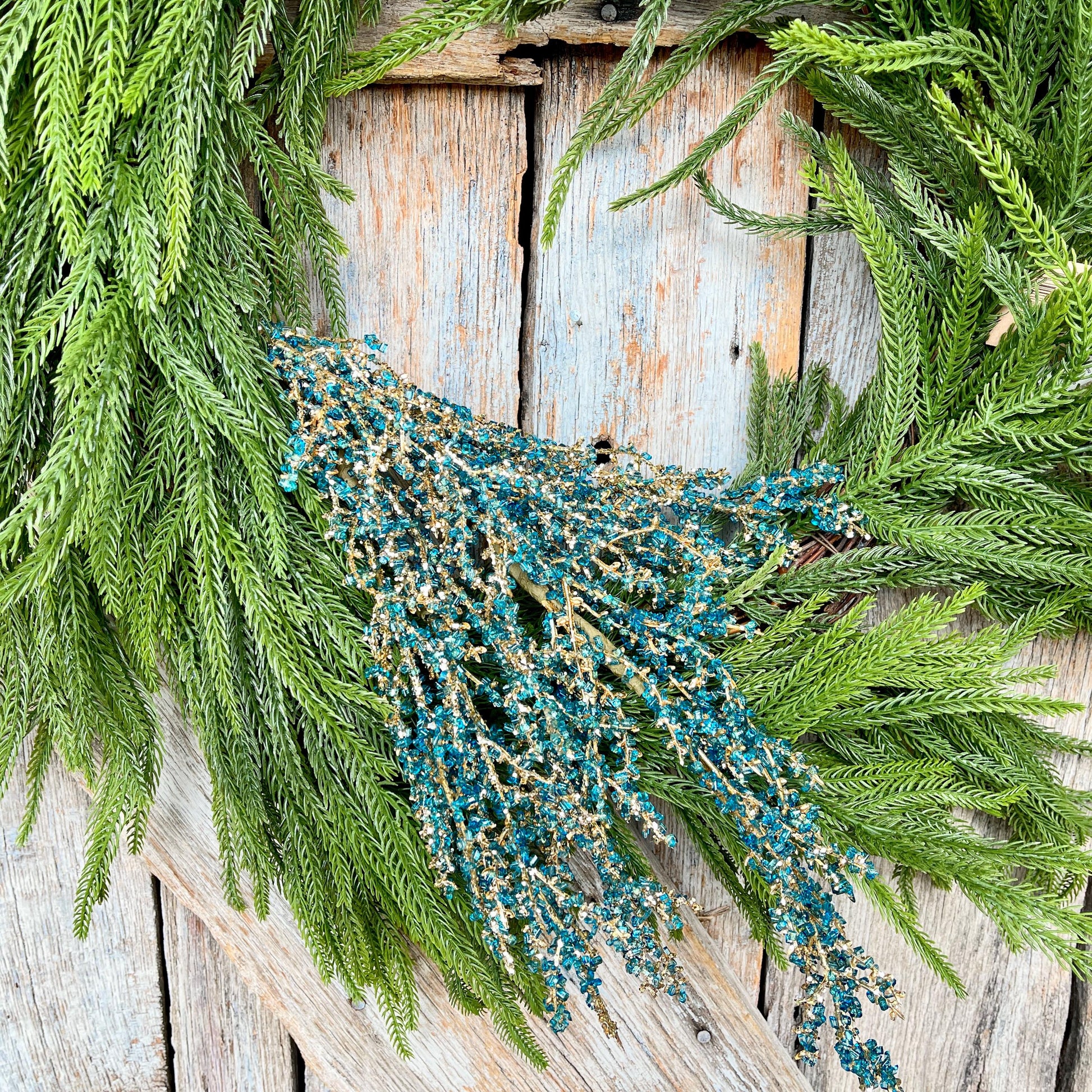Blue Iced Twig Spray, Christmas Spray for Tree, Blue Jeweled Twig Floral Spray