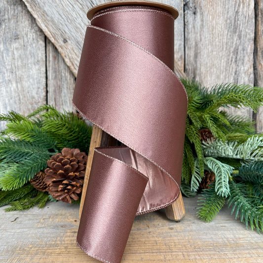 4" Rose Gold Ribbon, Rose Gold Christmas Ribbon, Metallic Ribbon