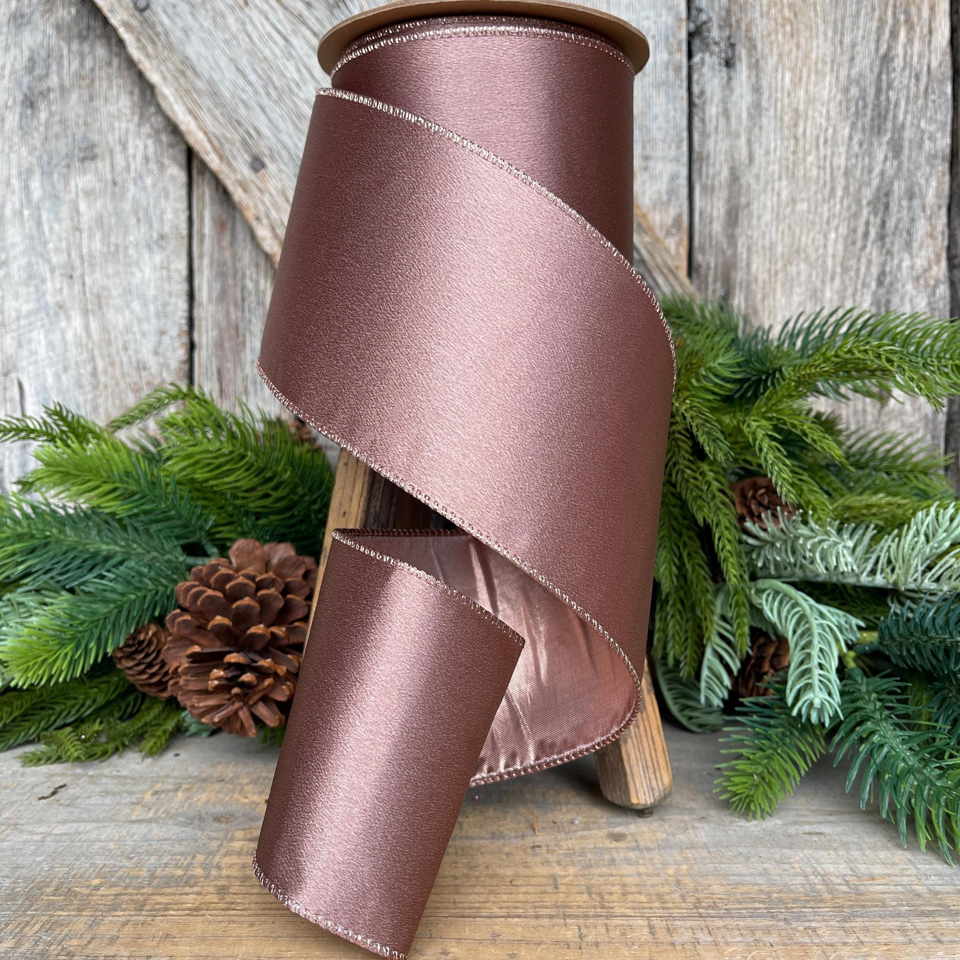 4" Rose Gold Ribbon, Rose Gold Christmas Ribbon, Metallic Ribbon