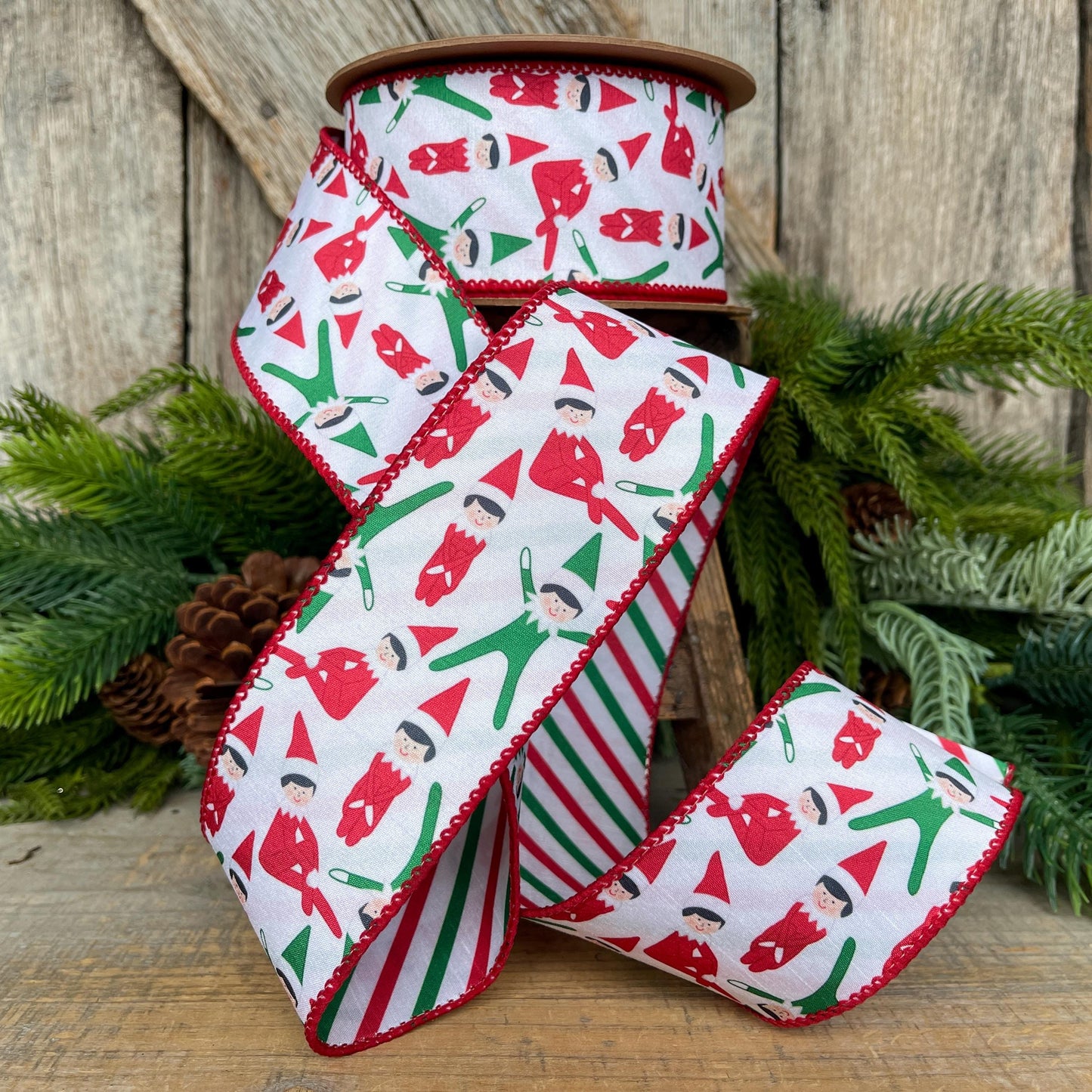 2.5" Elf Ribbon, Christmas Ribbon, Christmas Tree Elf Ribbon