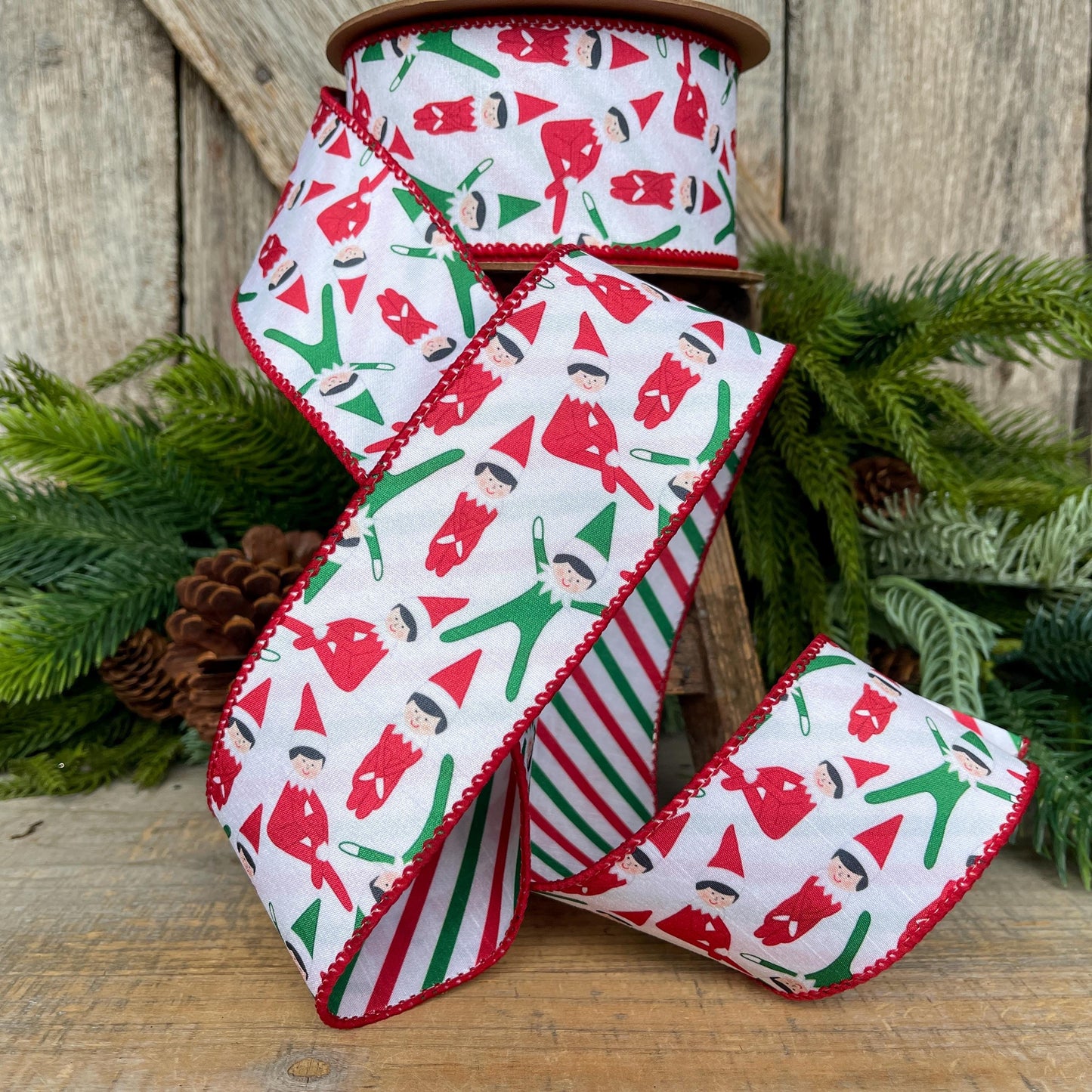 2.5" Elf Ribbon, Christmas Ribbon, Christmas Tree Elf Ribbon
