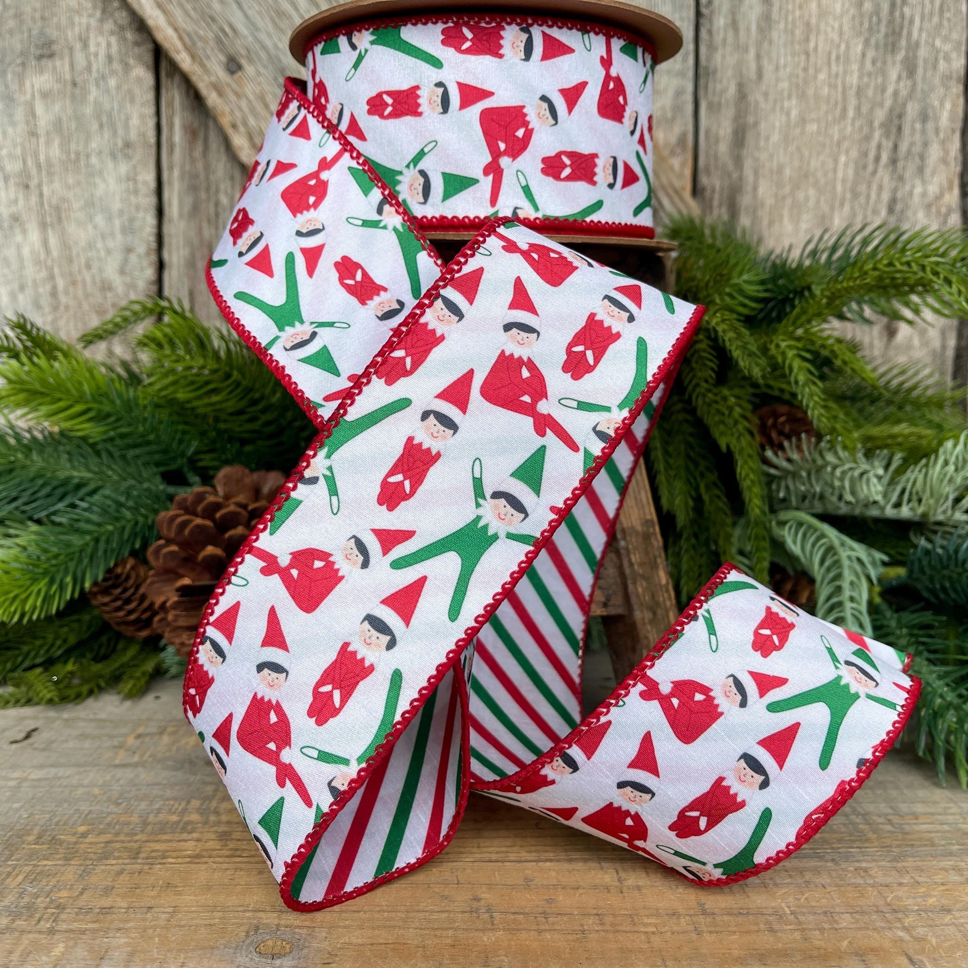 2.5" Elf Ribbon, Christmas Ribbon, Christmas Tree Elf Ribbon