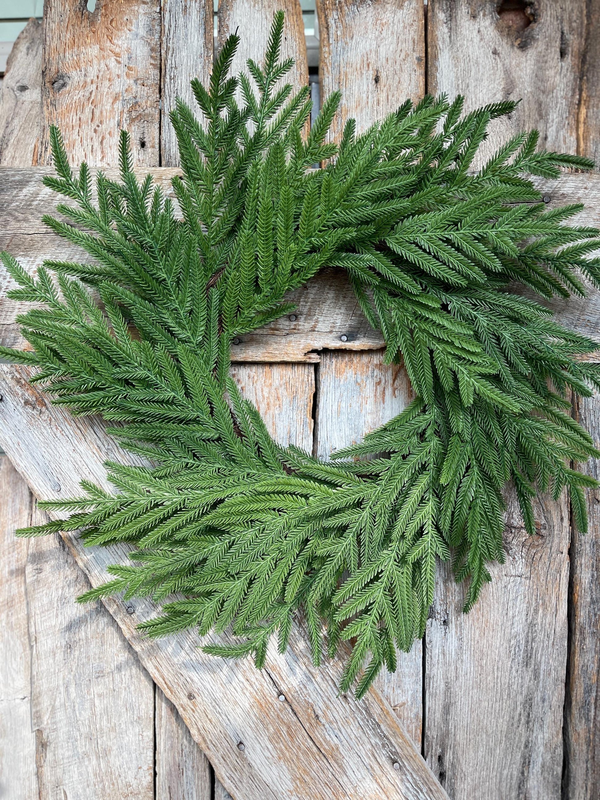 24" Norfolk Pine Wreath, Real Touch Norfolk Pine Wreath, Artificial Pine Wreath