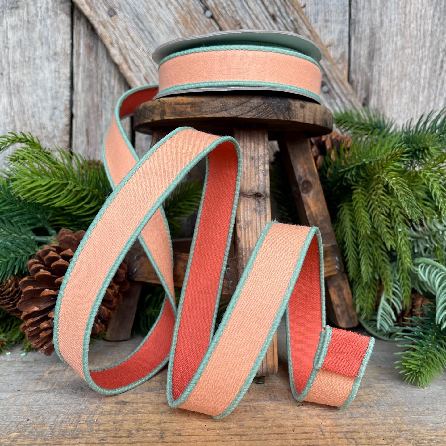 1" Coral Pastel Ribbon, Farrisilk Ribbon, Peach Pretty Pastel Ribbon