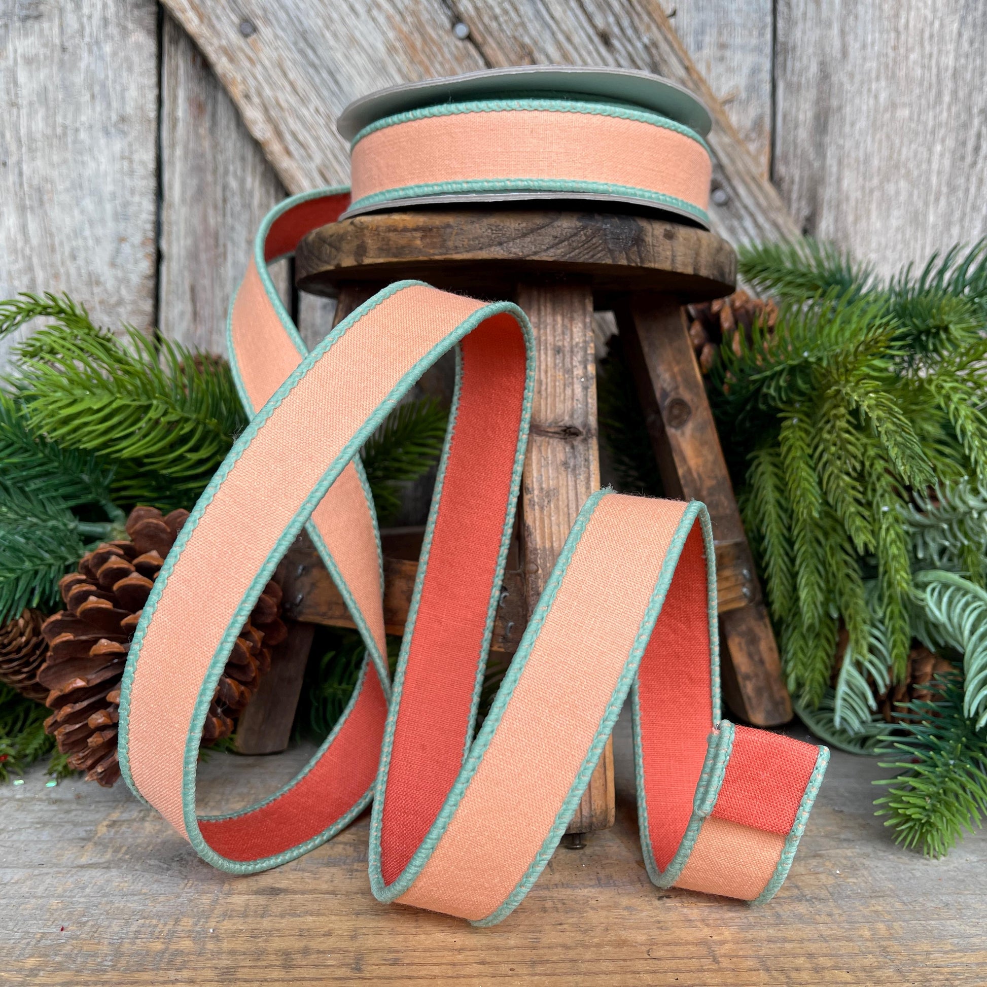1" Coral Pastel Ribbon, Farrisilk Ribbon, Peach Pretty Pastel Ribbon
