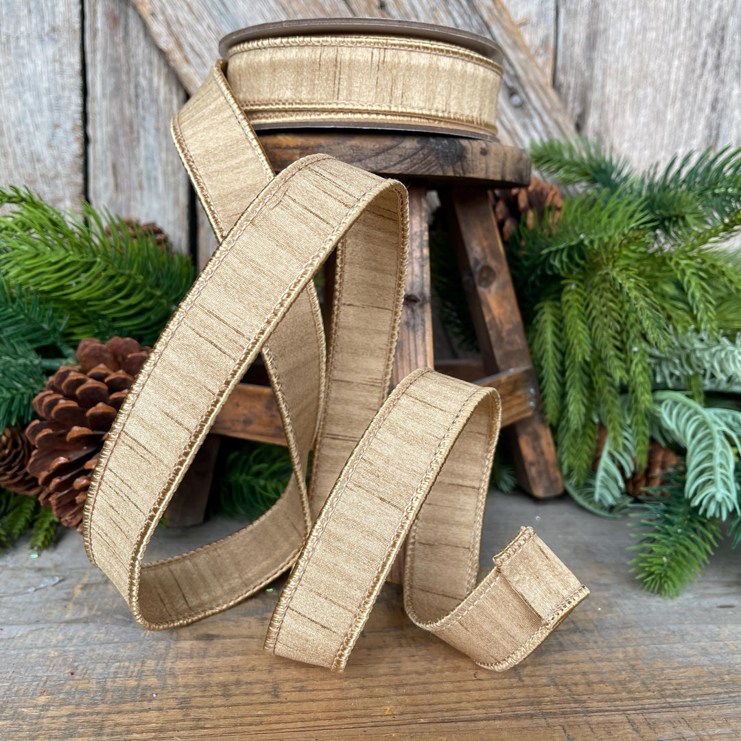 1” Gold Ribbon, Farrisilk ribbon, Gold Shimmering Silk ribbon