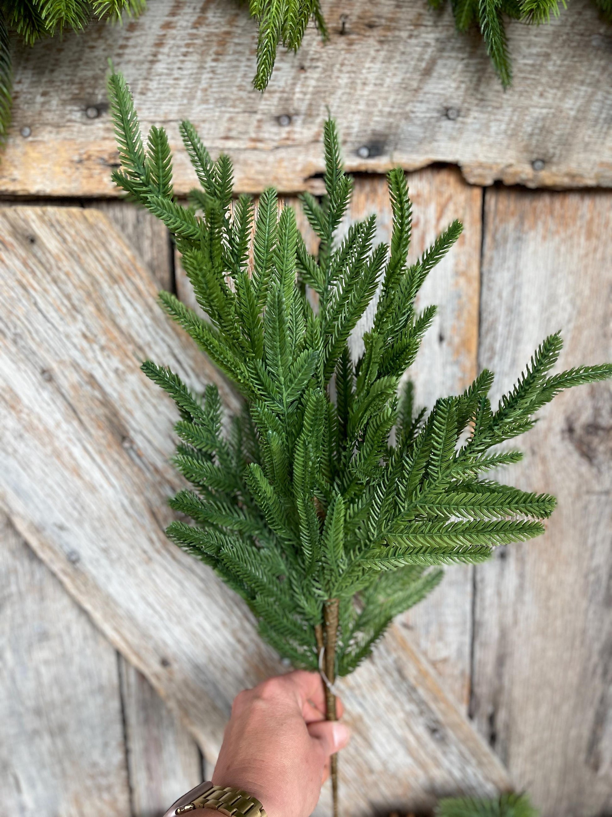 27" Norfolk Pine Spray, Real Touch Norfold Pine, Artificial Pine Spray