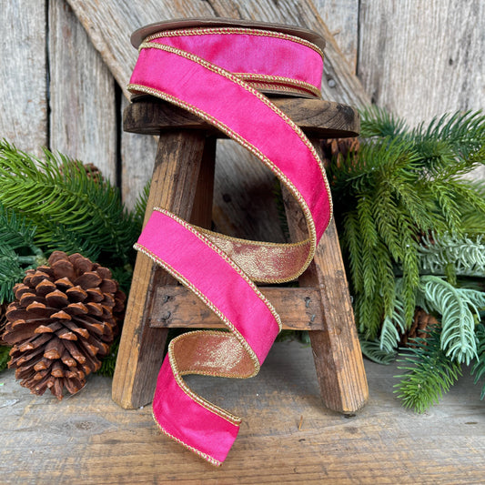 1" Hot Pink & Gold Ribbon