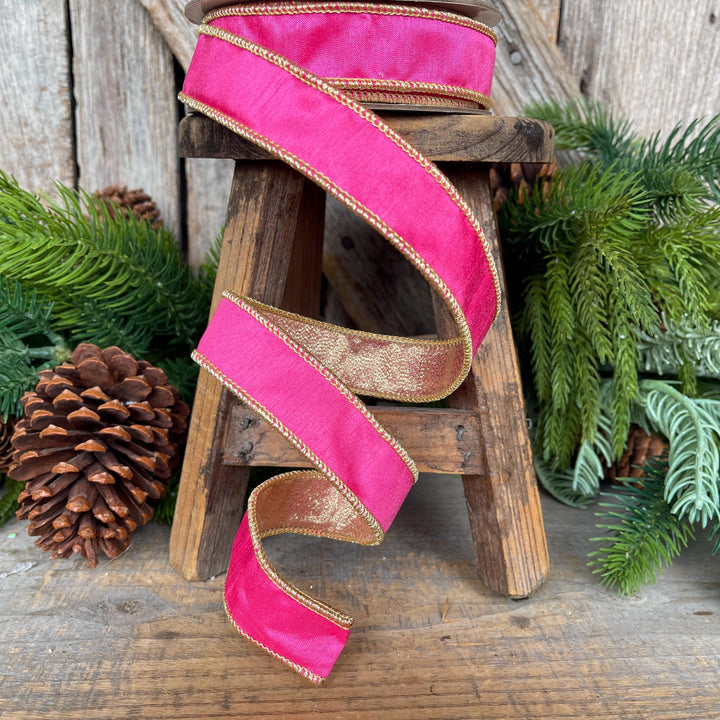 1" Hot Pink &amp; Gold Ribbon