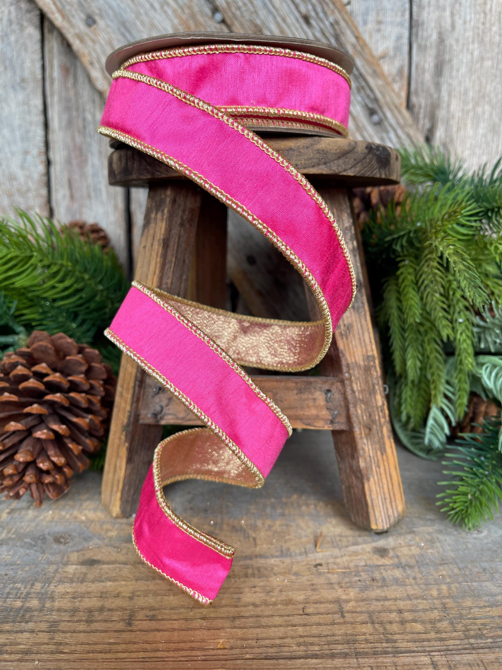 1" Hot Pink & Gold Ribbon