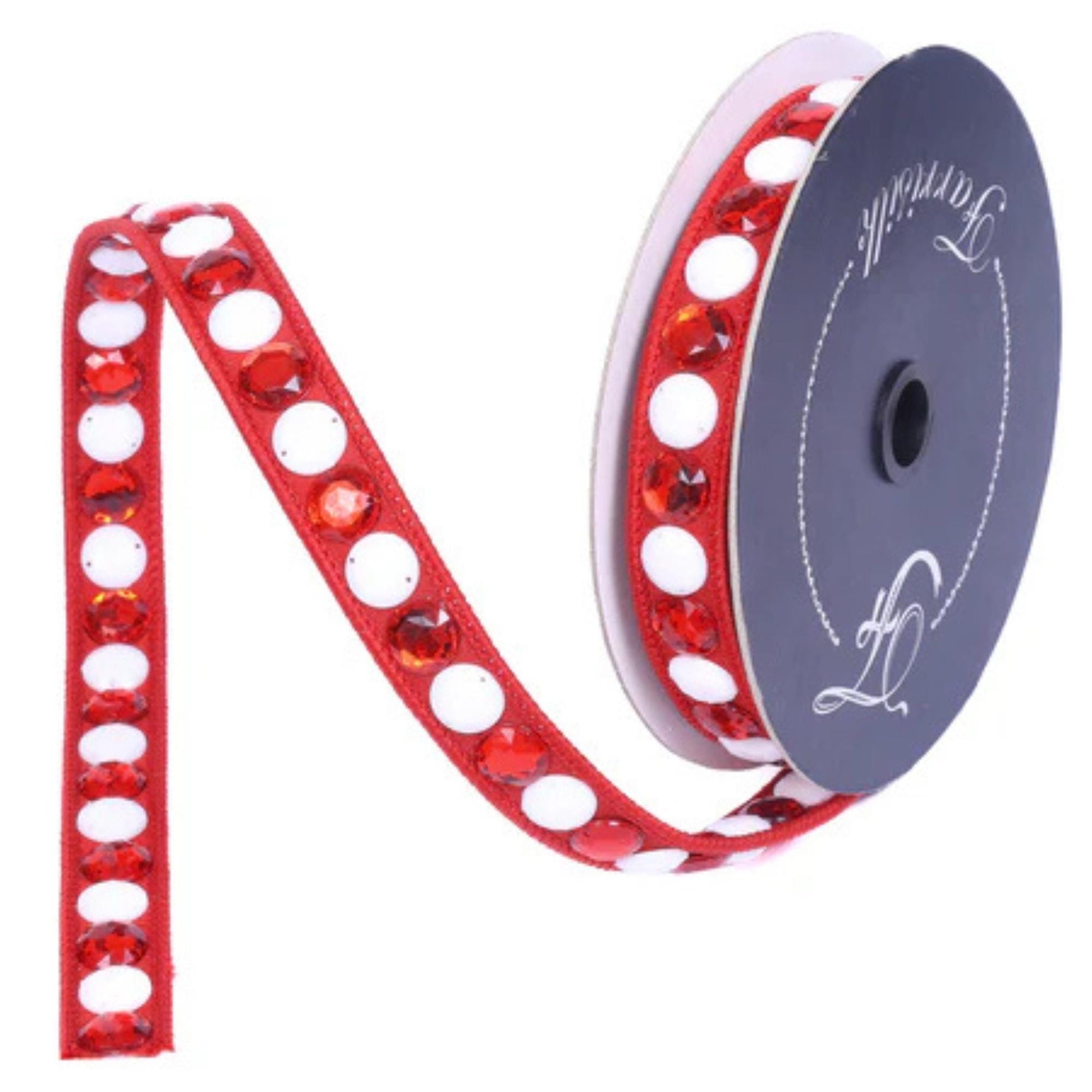 3/4" Gumdrop Red Ribbon, Christmas Ribbon, Farrisilk Ribbon