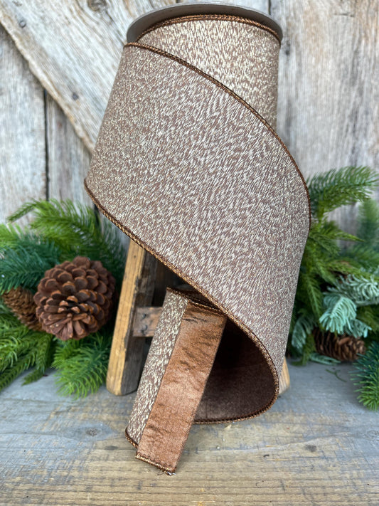 4” Brown Ribbon, Cappuccino Colored ribbon, Stardust ribbon, Christmas Ribbon, Woodsy Ribbon, RK802-29