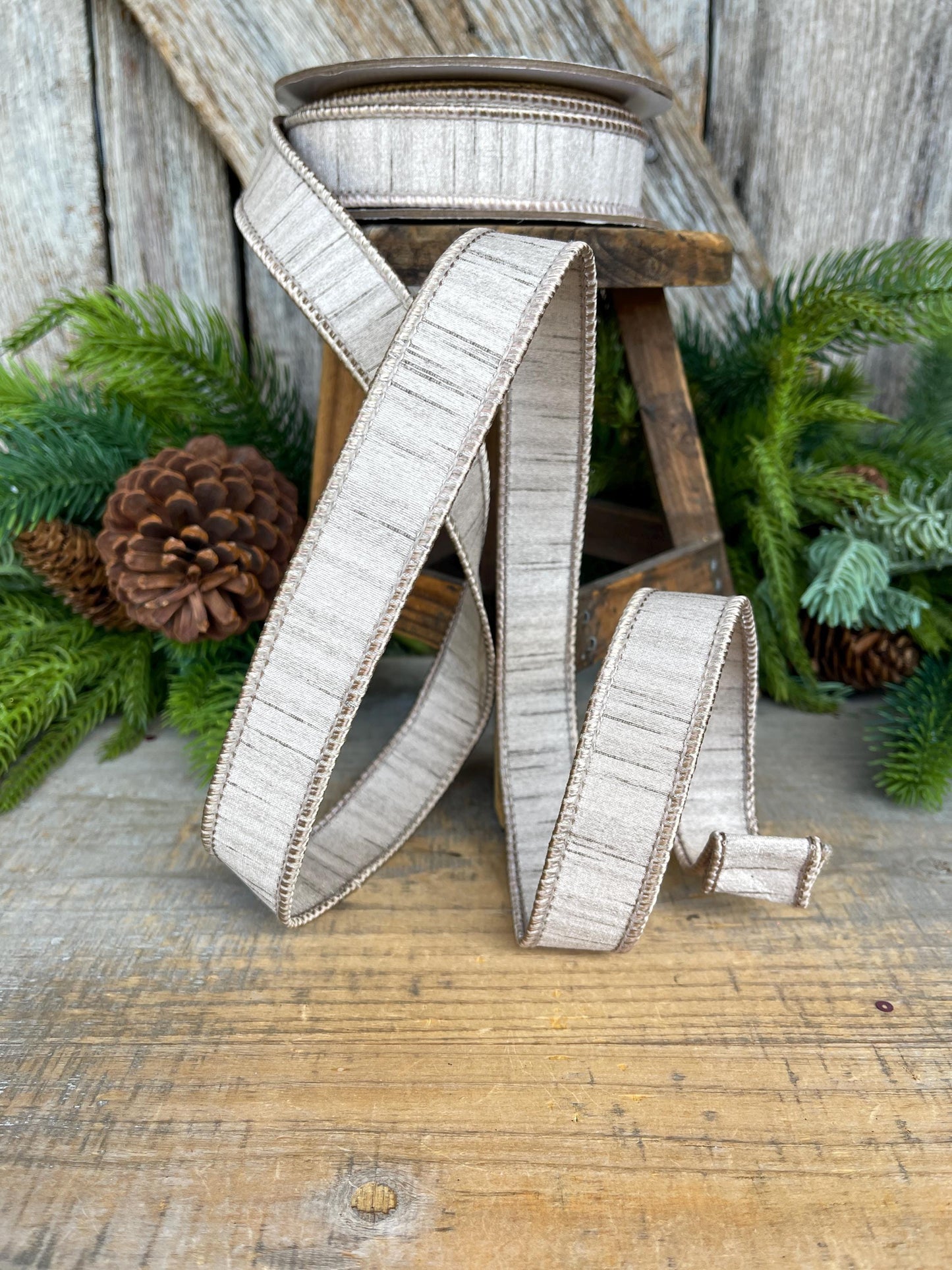 1” Champagne Gold Ribbon, Farrisilk ribbon, Shimmering Silk ribbon, Christmas Ribbon, RK879-93