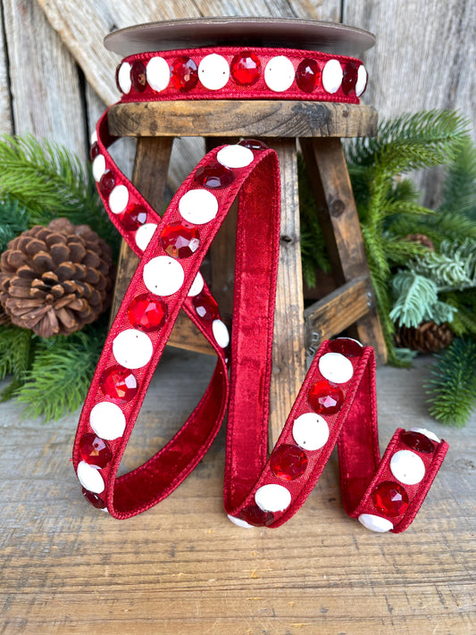 3/4" Gumdrop Red Ribbon, Christmas Ribbon, Farrisilk Ribbon