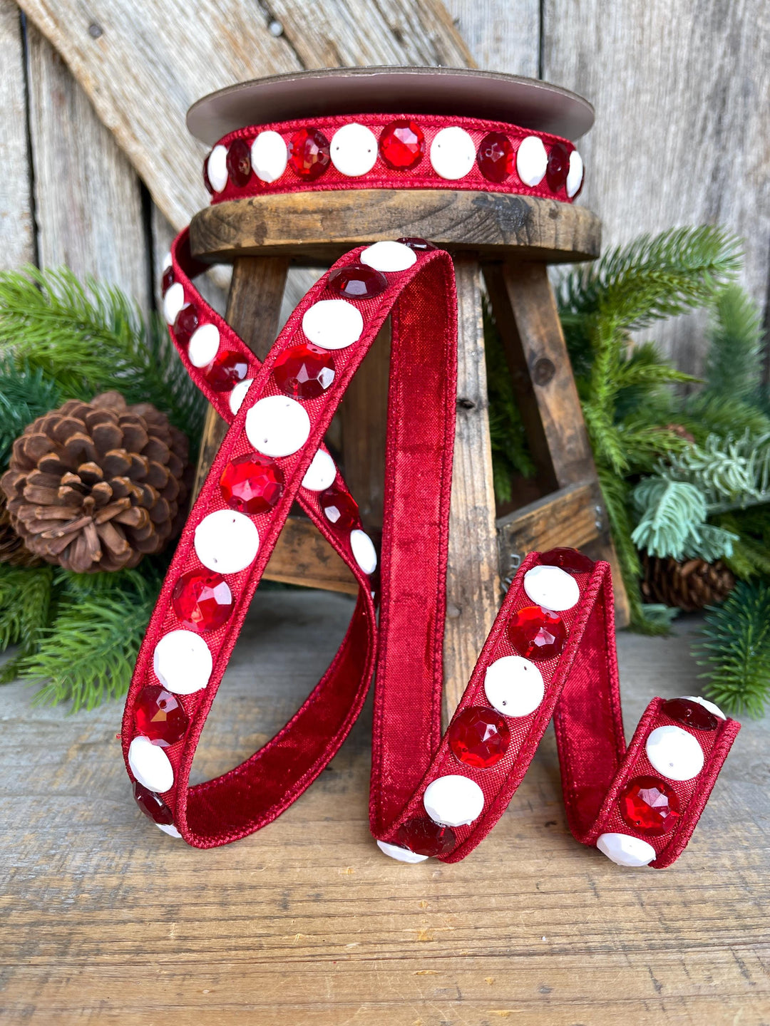 3/4" Gumdrop Red Ribbon, Christmas Ribbon