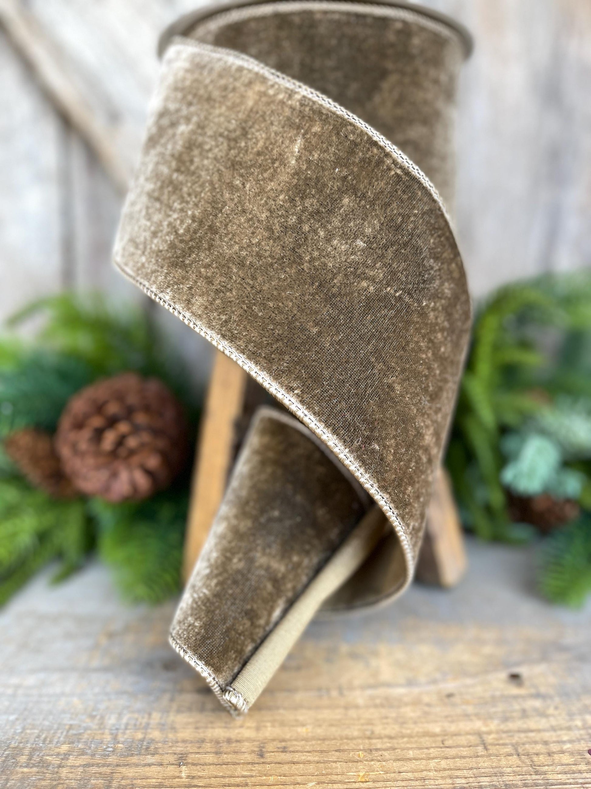 4” Mink Velvet Ribbon, Farrisilk ribbon, Velvet ribbon