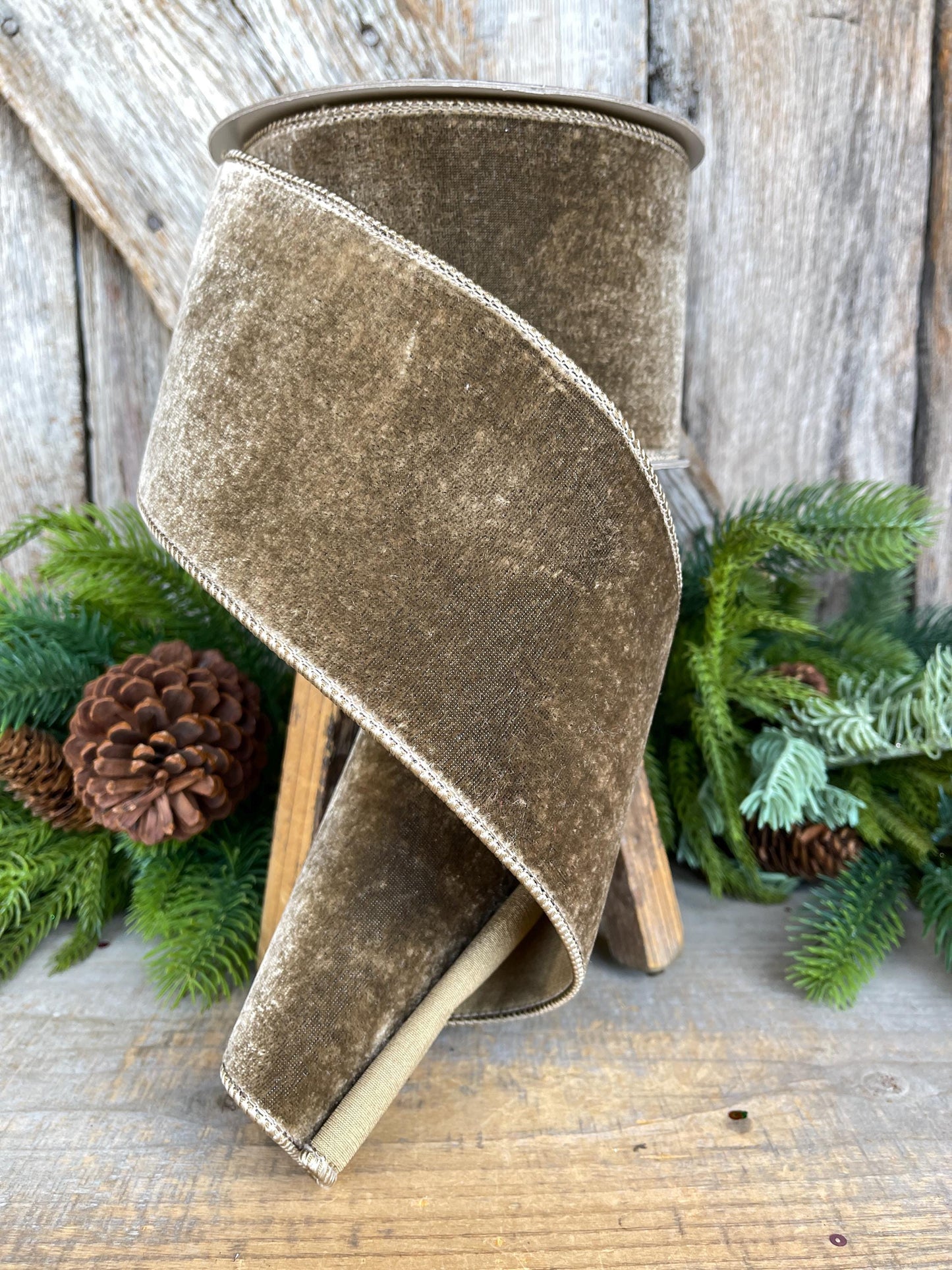 4” Mink Velvet Ribbon, Farrisilk ribbon, Velvet ribbon