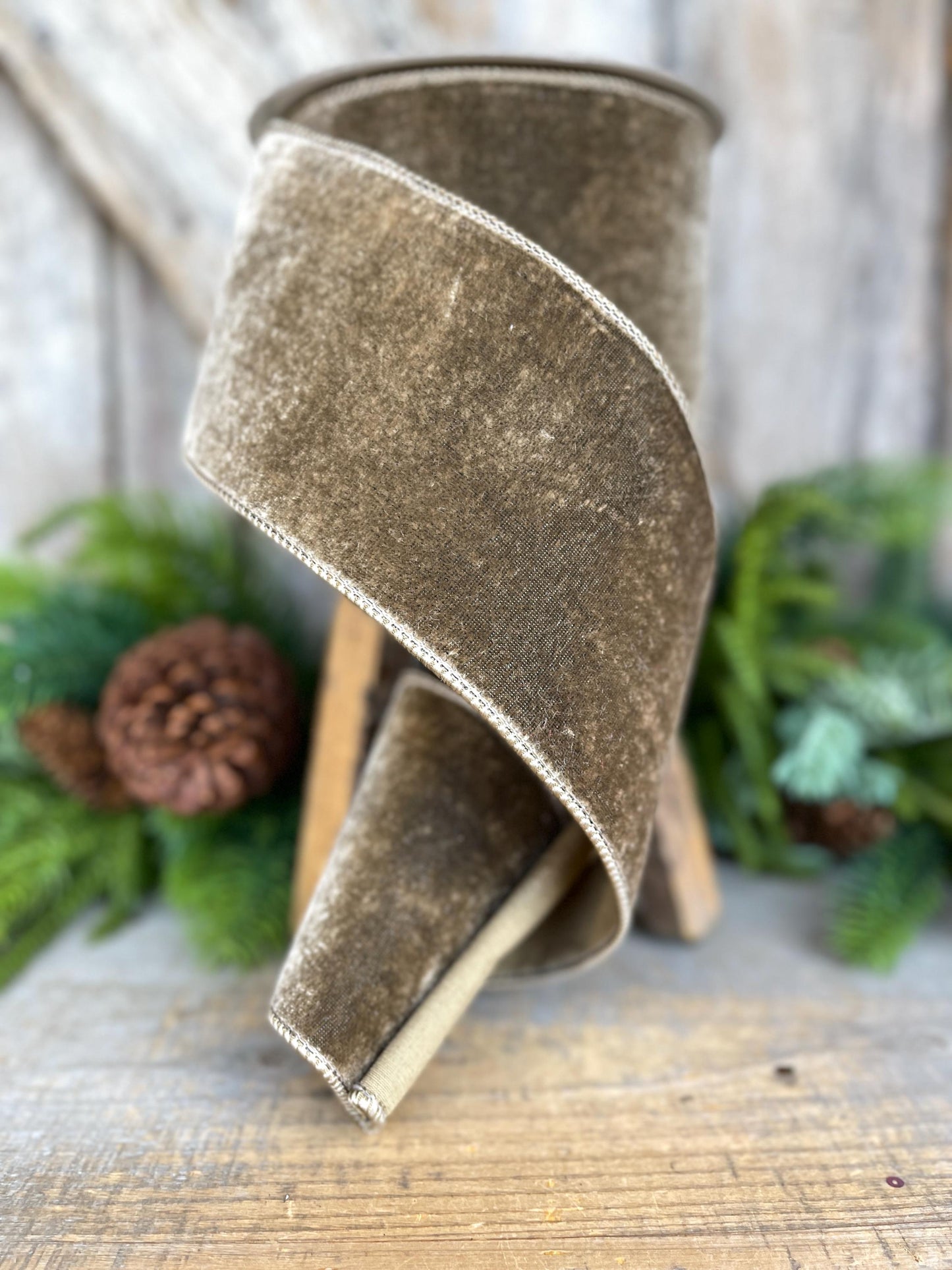 4” Mink Velvet Ribbon, Farrisilk ribbon, Velvet ribbon