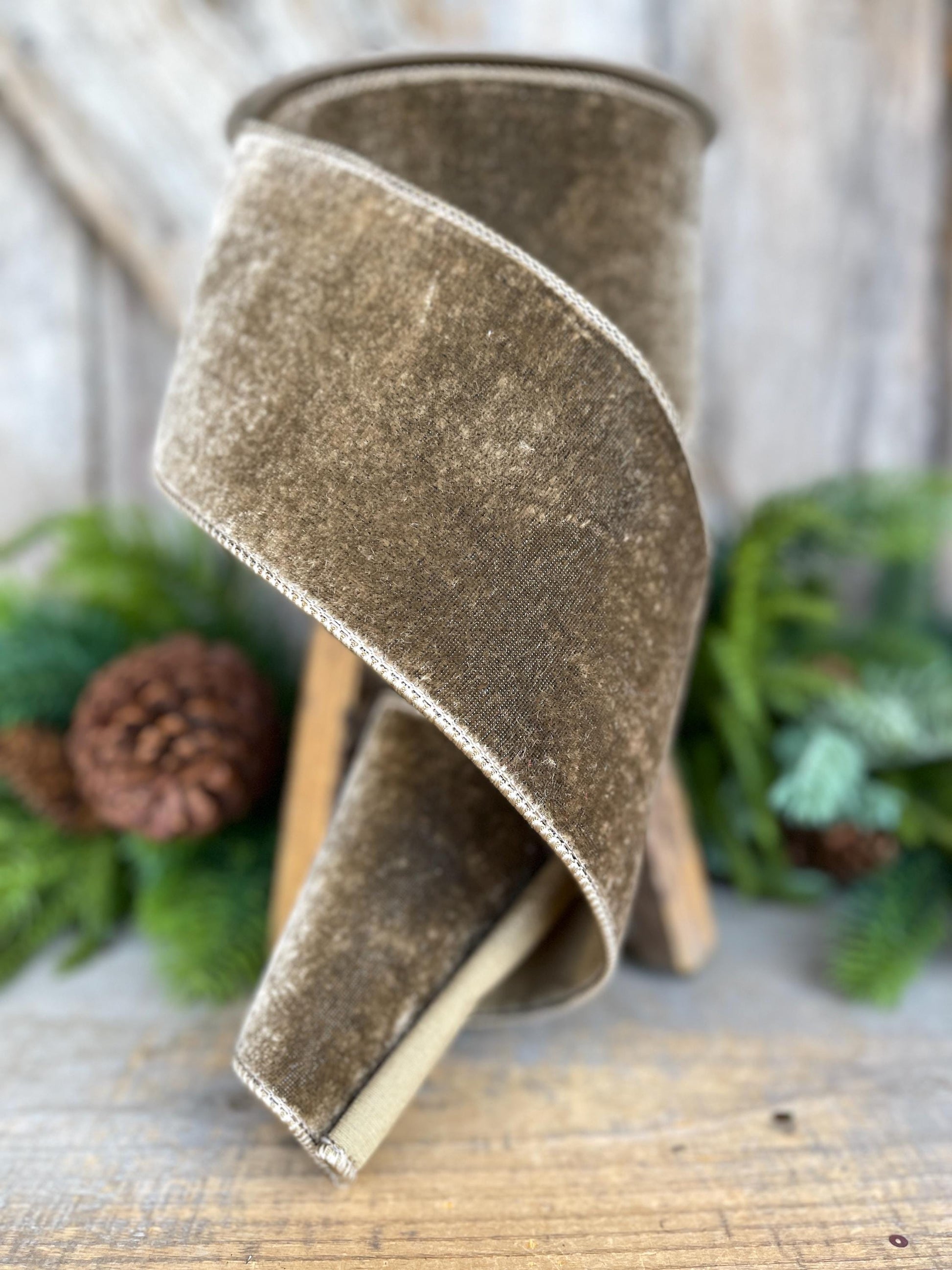 4” Mink Velvet Ribbon, Farrisilk ribbon, Velvet ribbon