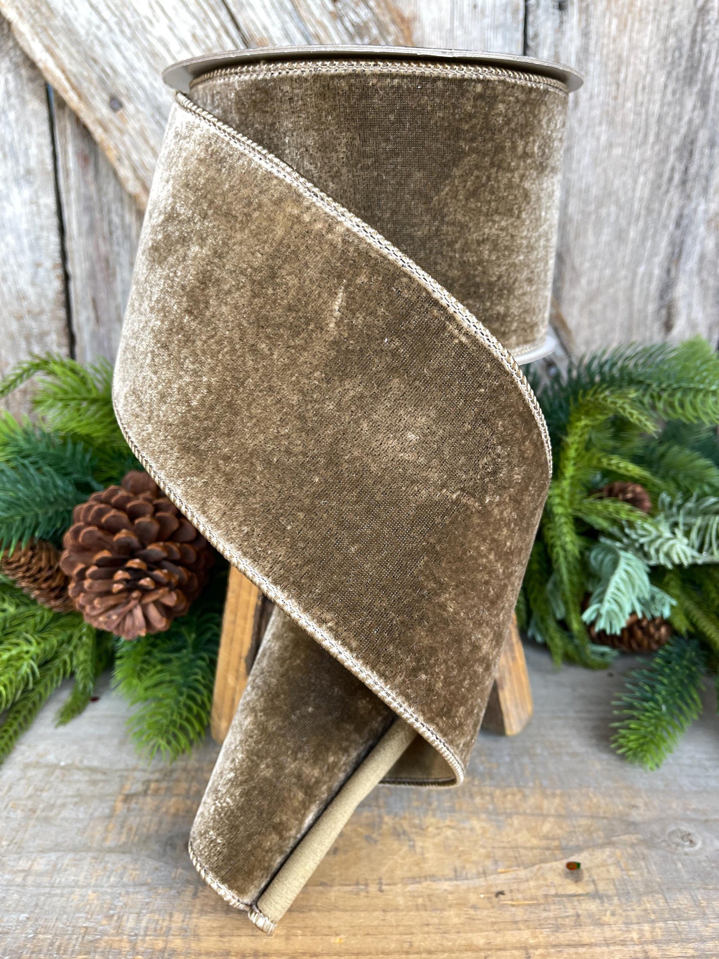 4” Mink Velvet Ribbon, Farrisilk ribbon, Velvet ribbon