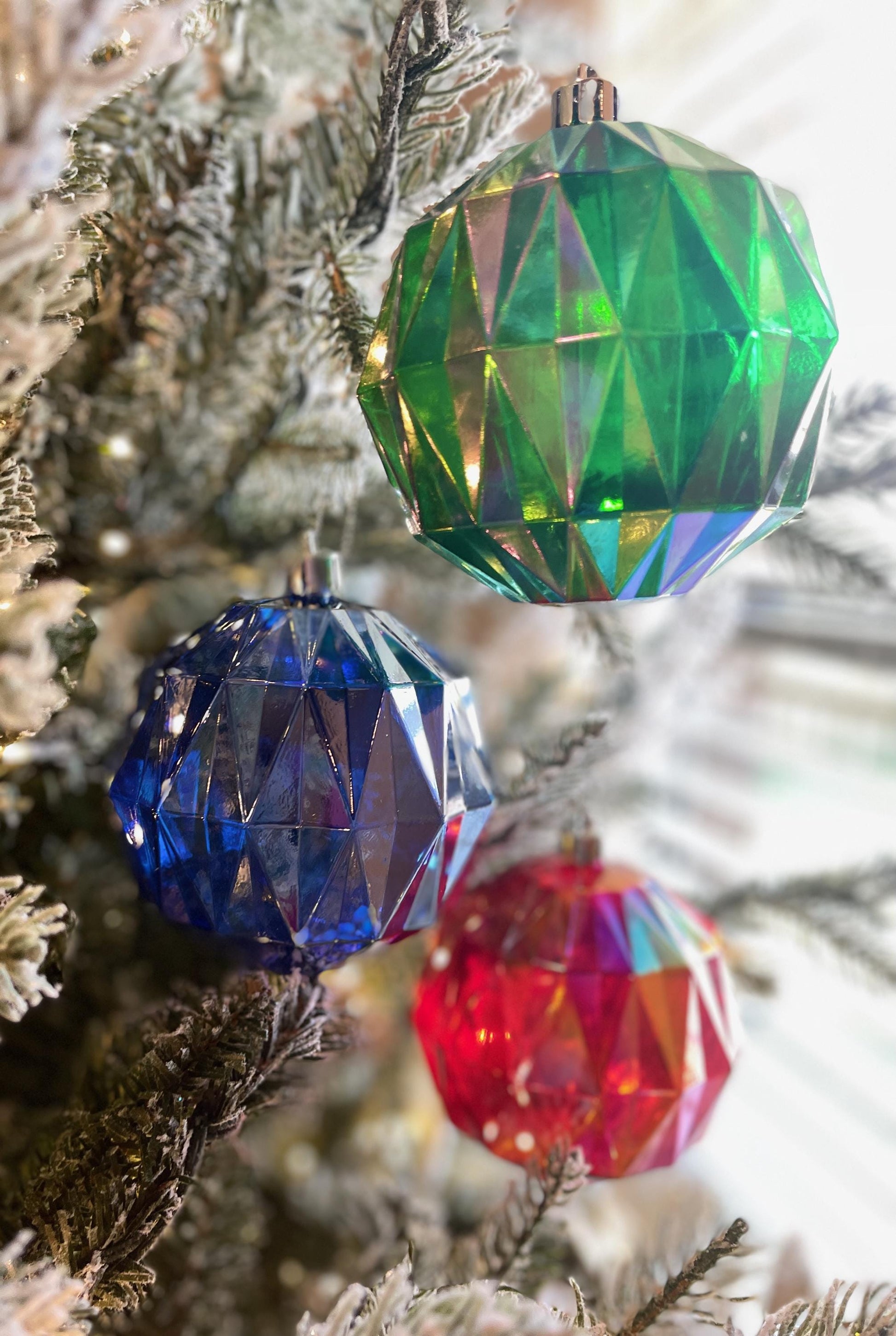 Iridescent Christmas Ball Ornaments - Multicolor Shatterproof Set of 3