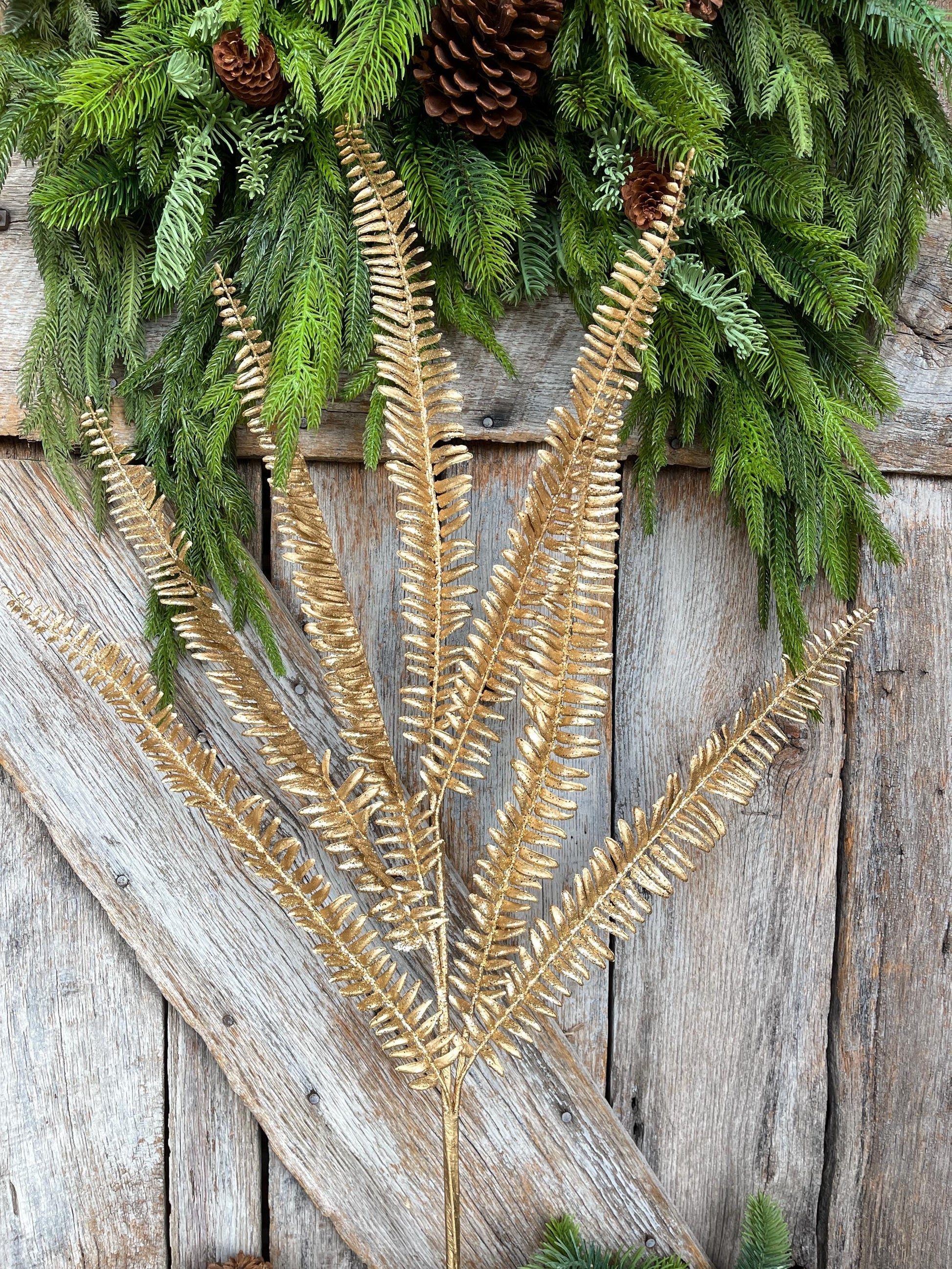 GoldFern Spray, Gold Christmas Tree Spray - 40" Gold Leaf Floral