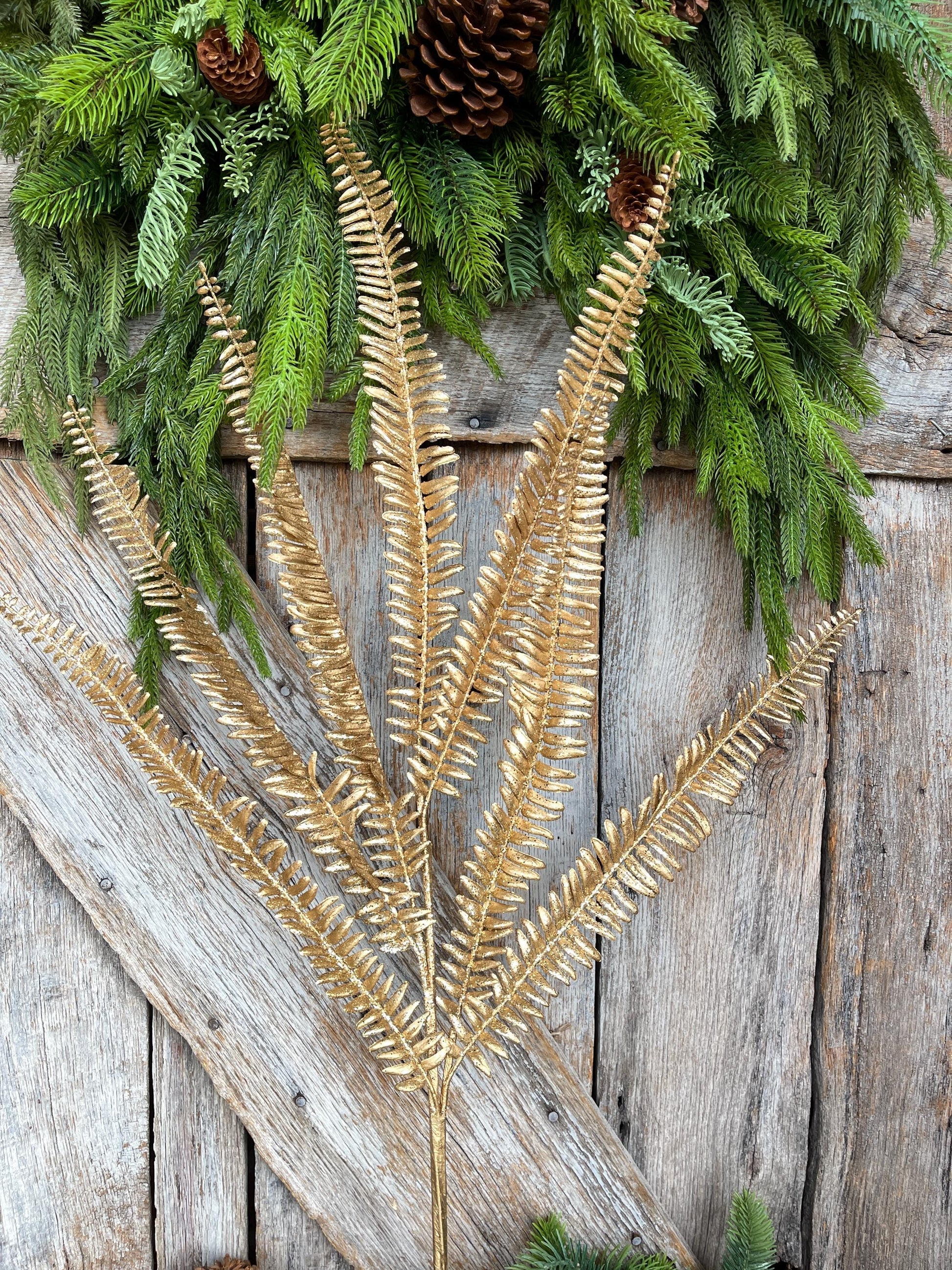 GoldFern Spray, Gold Christmas Tree Spray - 40" Gold Leaf Floral