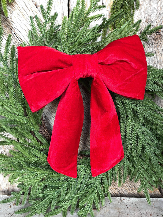 12" x 16" Red Velvet Bow, Red Christmas Bow, Velvet Bow