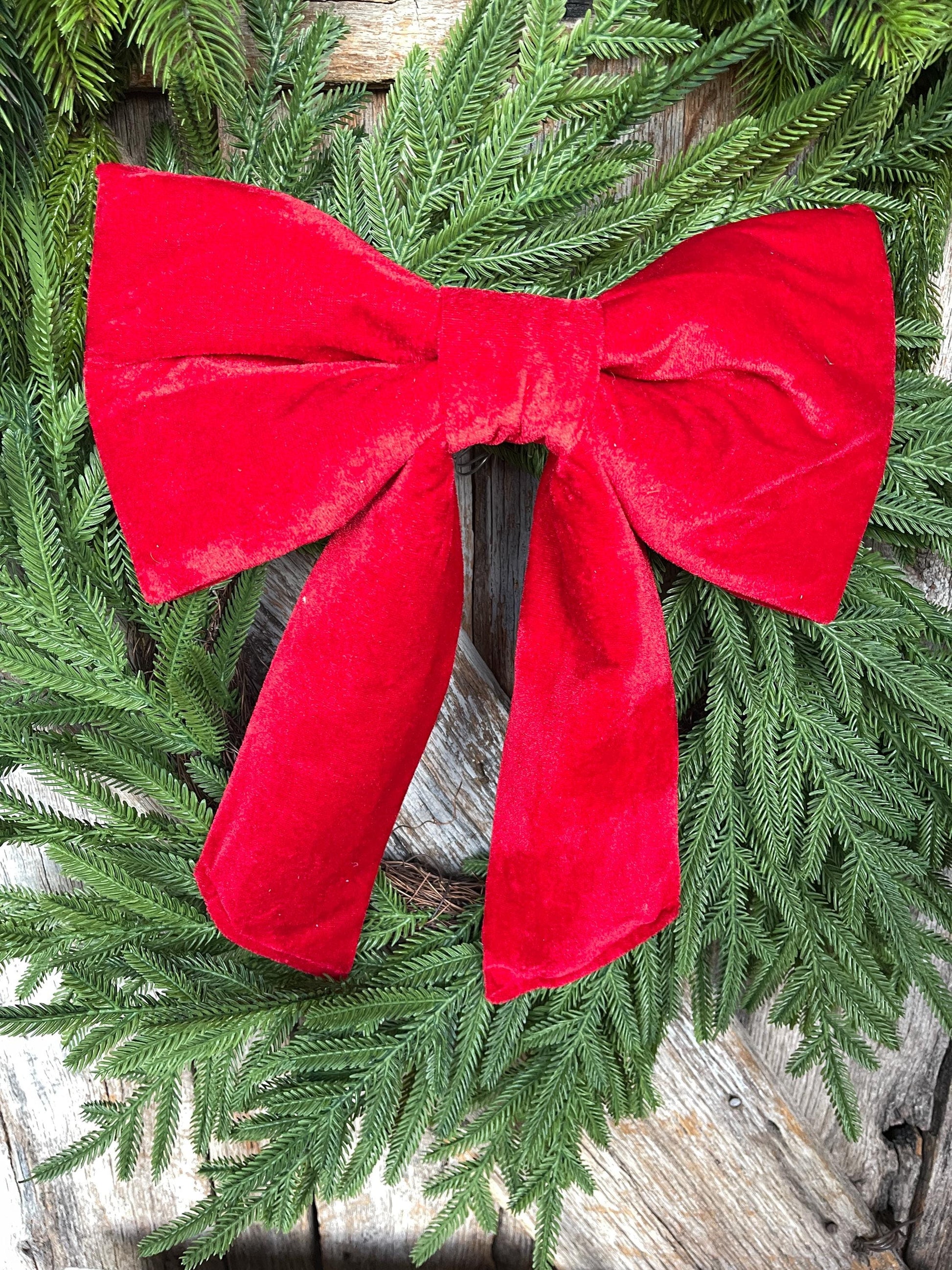 12" x 16" Red Velvet Bow, Red Christmas Bow, Velvet Bow
