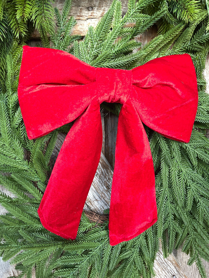 12" x 16" Red Velvet Bow, Red Christmas Bow